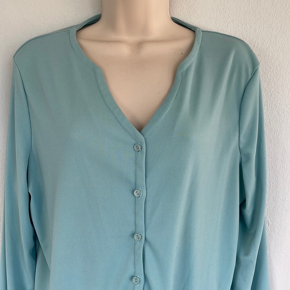 Vintage Kathy Lee blue stretch sea spray 3-piece skirt set size large - Picture 5 of 9